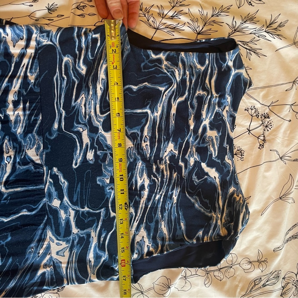 Chico’s Maxi Dress Empire Waist Blue White Wave Pattern - size L - NWOT - Picture 9 of 9